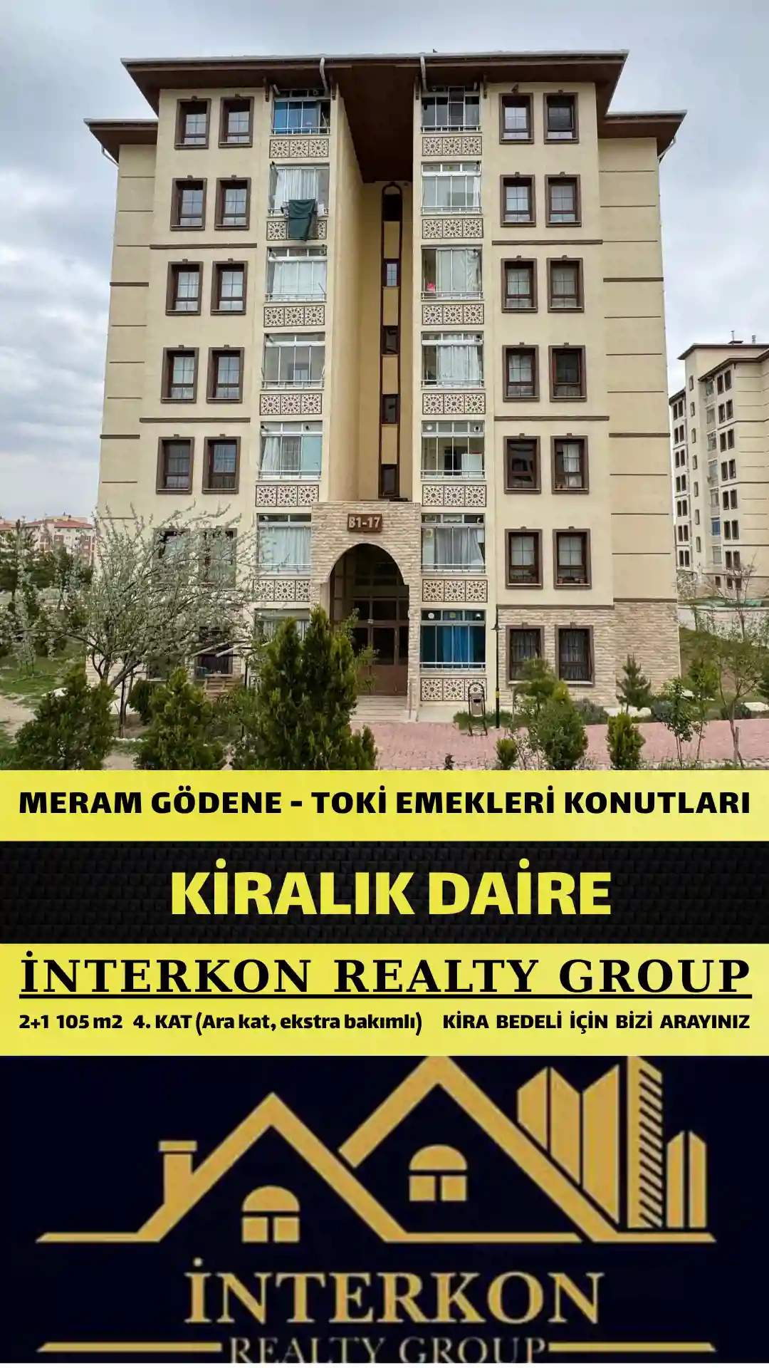 KONYA MERAM GÖDENE EMEKLİ KONUTLARI KİRALIK DAİRE!